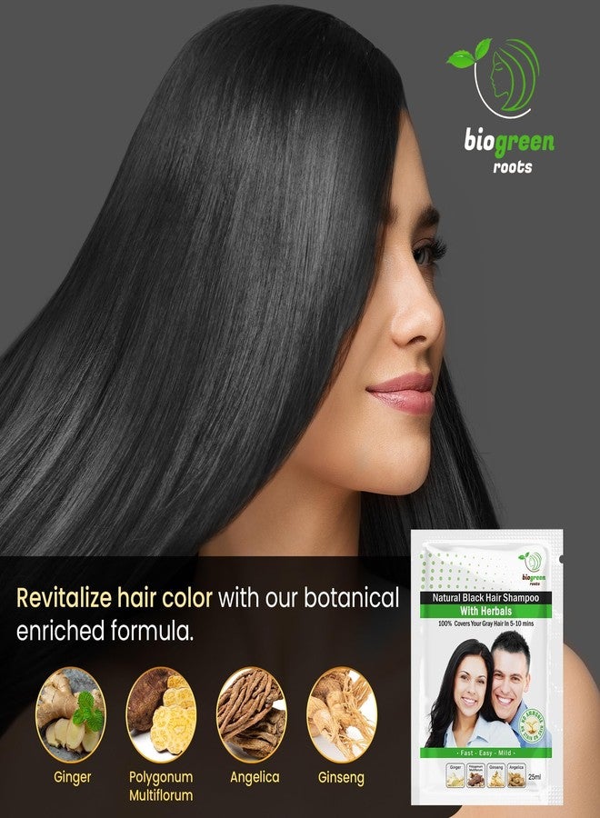 BIOGREEN ROOTS Ammonia-Free & Paraben Free Herbal Hair Shampoo - Hair Dye Shampoo for Women & Men - Natural Color and Herbal Nourishment - No Stain on Skin - Natural Black (10 sachets x 25 ml) - Image 5